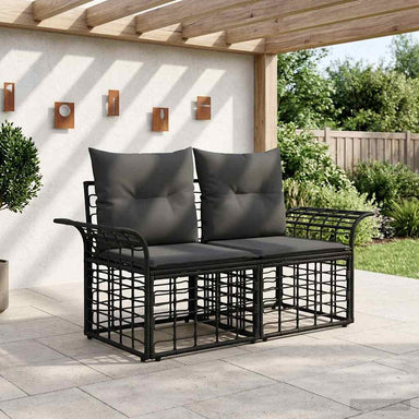 Buiten loveseat 2 st 2-Aantal zitplaatsen Zwart en Donkergrijs