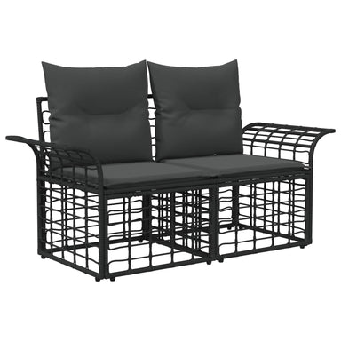 Buiten loveseat 2 st 2-Aantal zitplaatsen Zwart en Donkergrijs