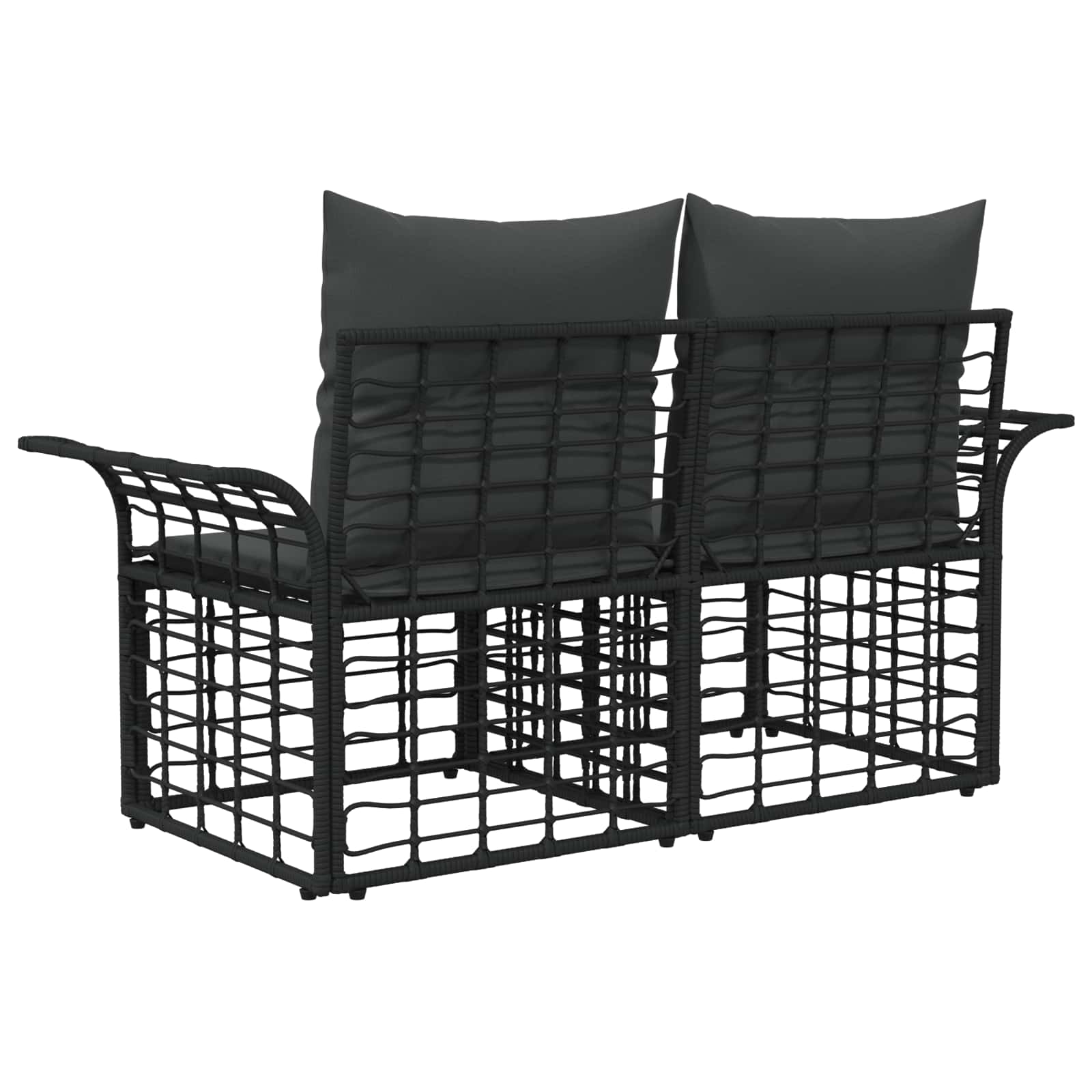 Buiten loveseat 2 st 2-Aantal zitplaatsen Zwart en Donkergrijs