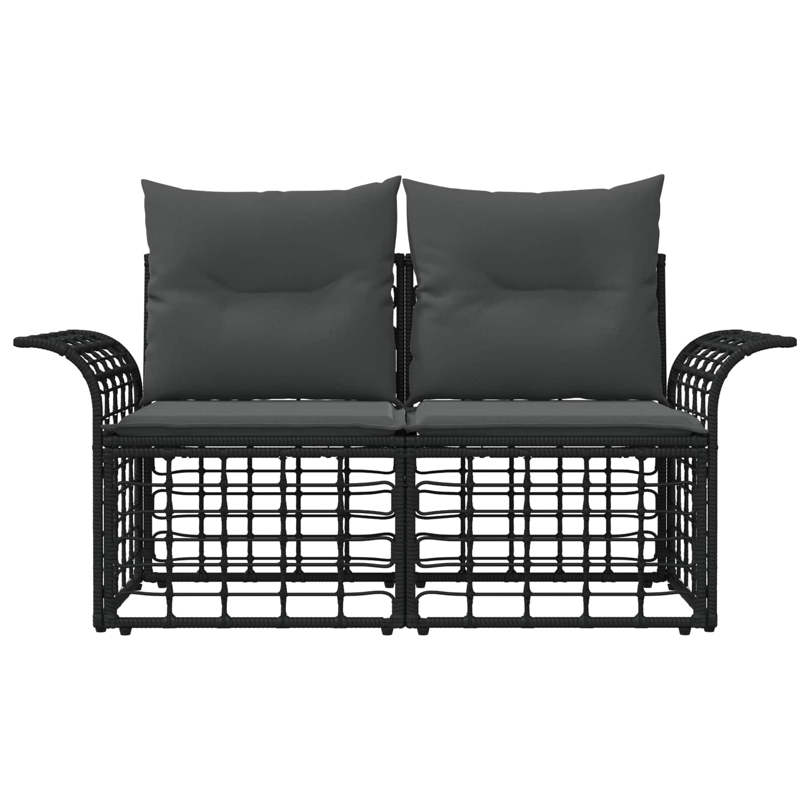 Buiten loveseat 2 st 2-Aantal zitplaatsen Zwart en Donkergrijs