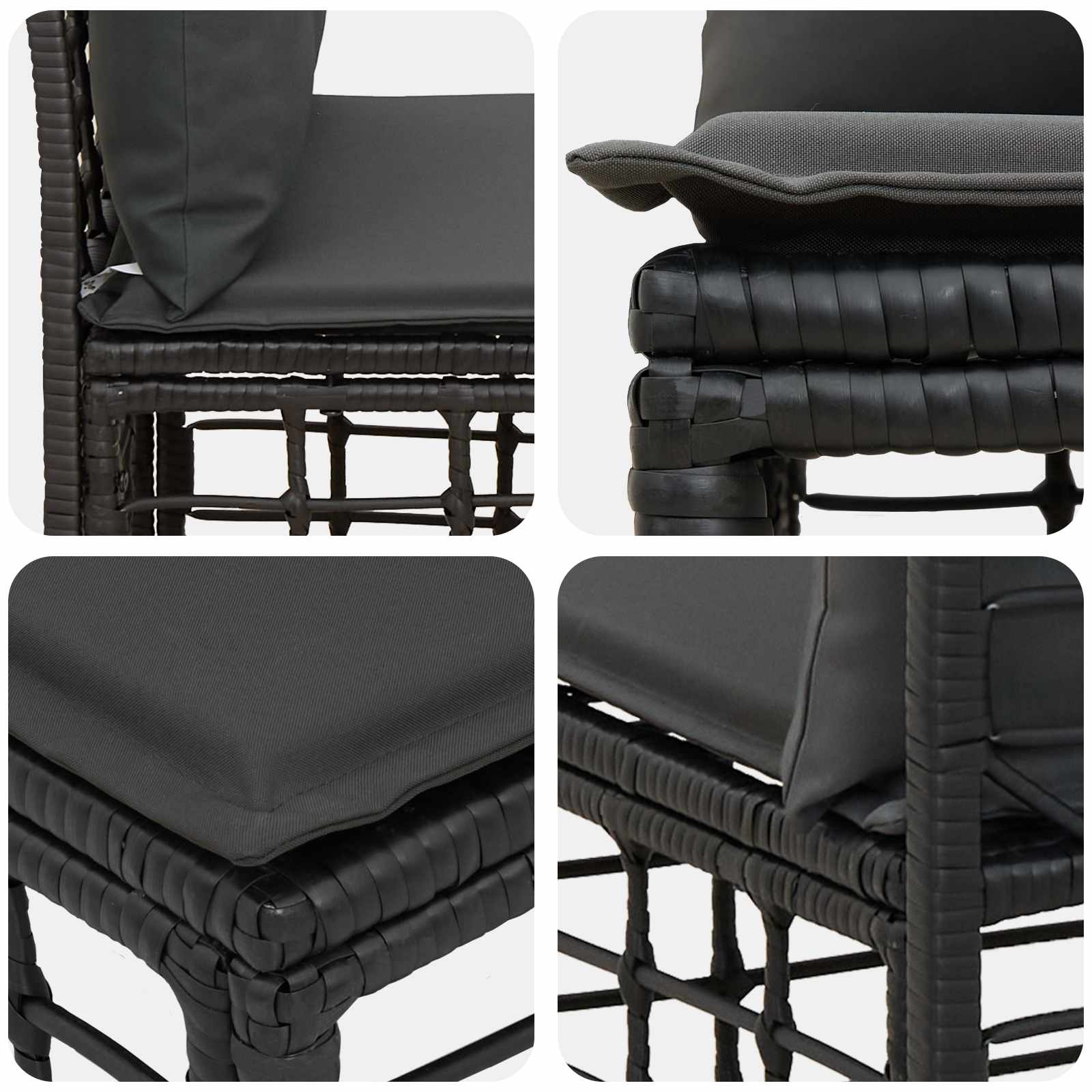 Modulaire Outdoor Armloze Sofa Eenheid Zwart poly rattan