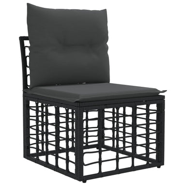Modulaire Outdoor Armloze Sofa Eenheid Zwart poly rattan