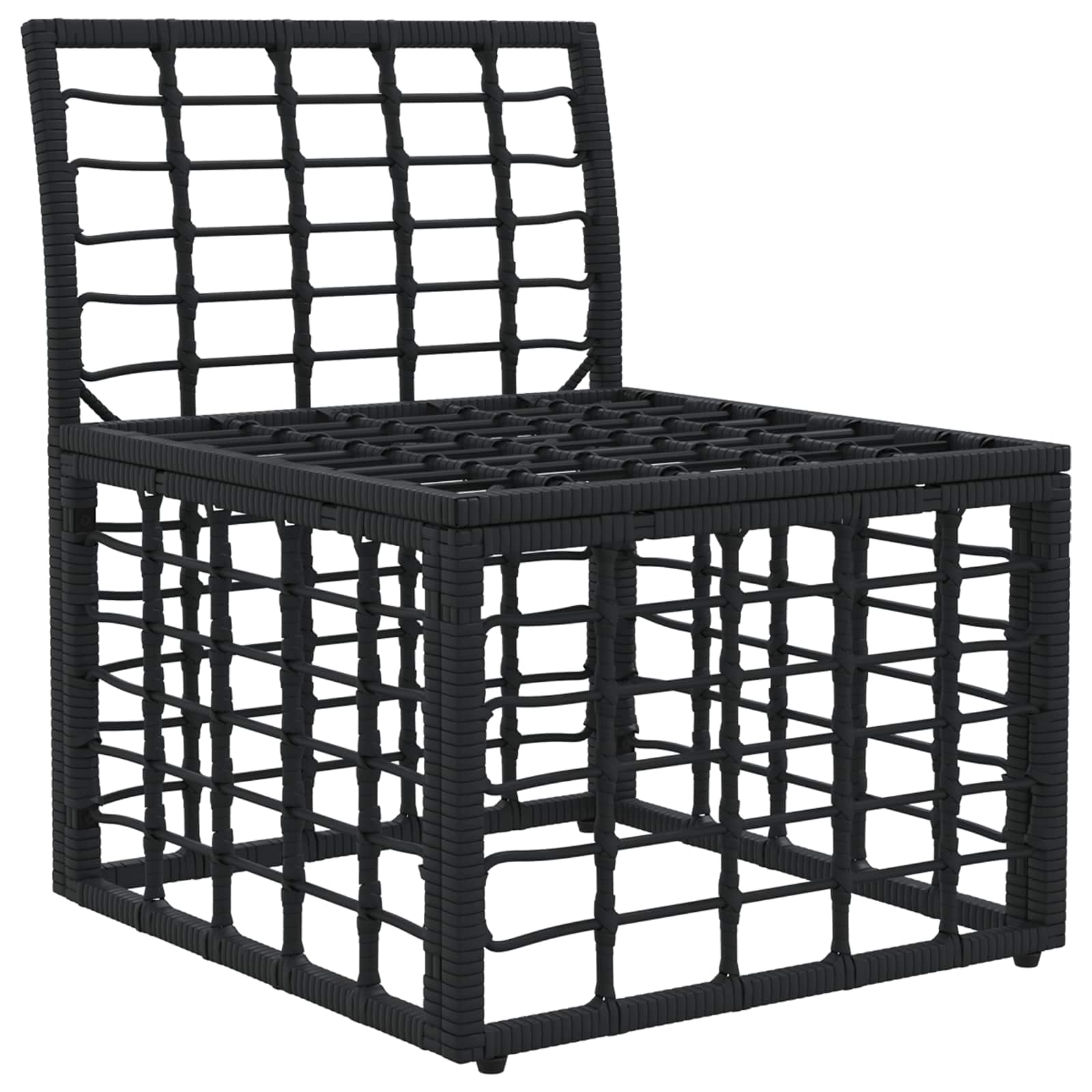 Modulaire Outdoor Armloze Sofa Eenheid Zwart poly rattan
