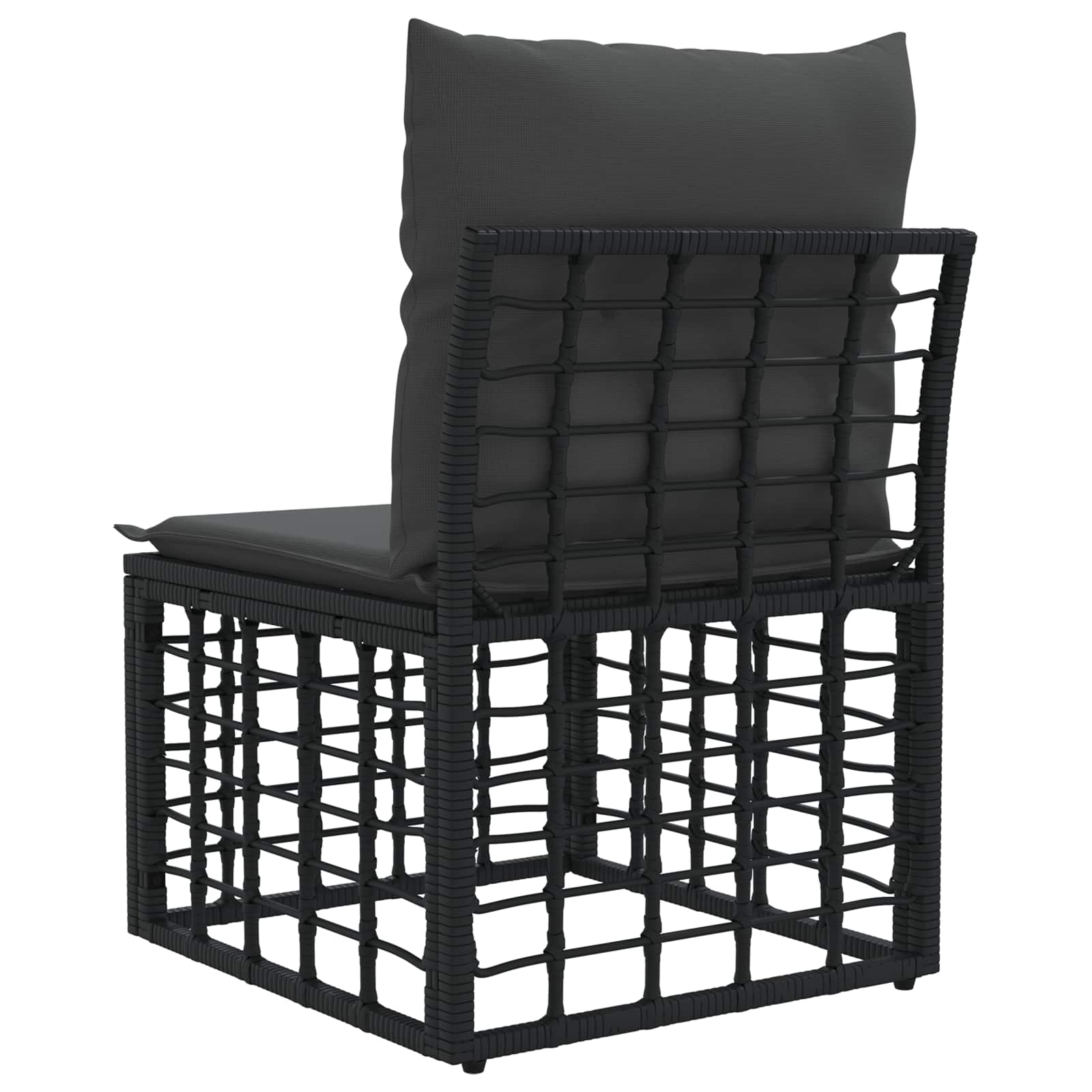 Modulaire Outdoor Armloze Sofa Eenheid Zwart poly rattan