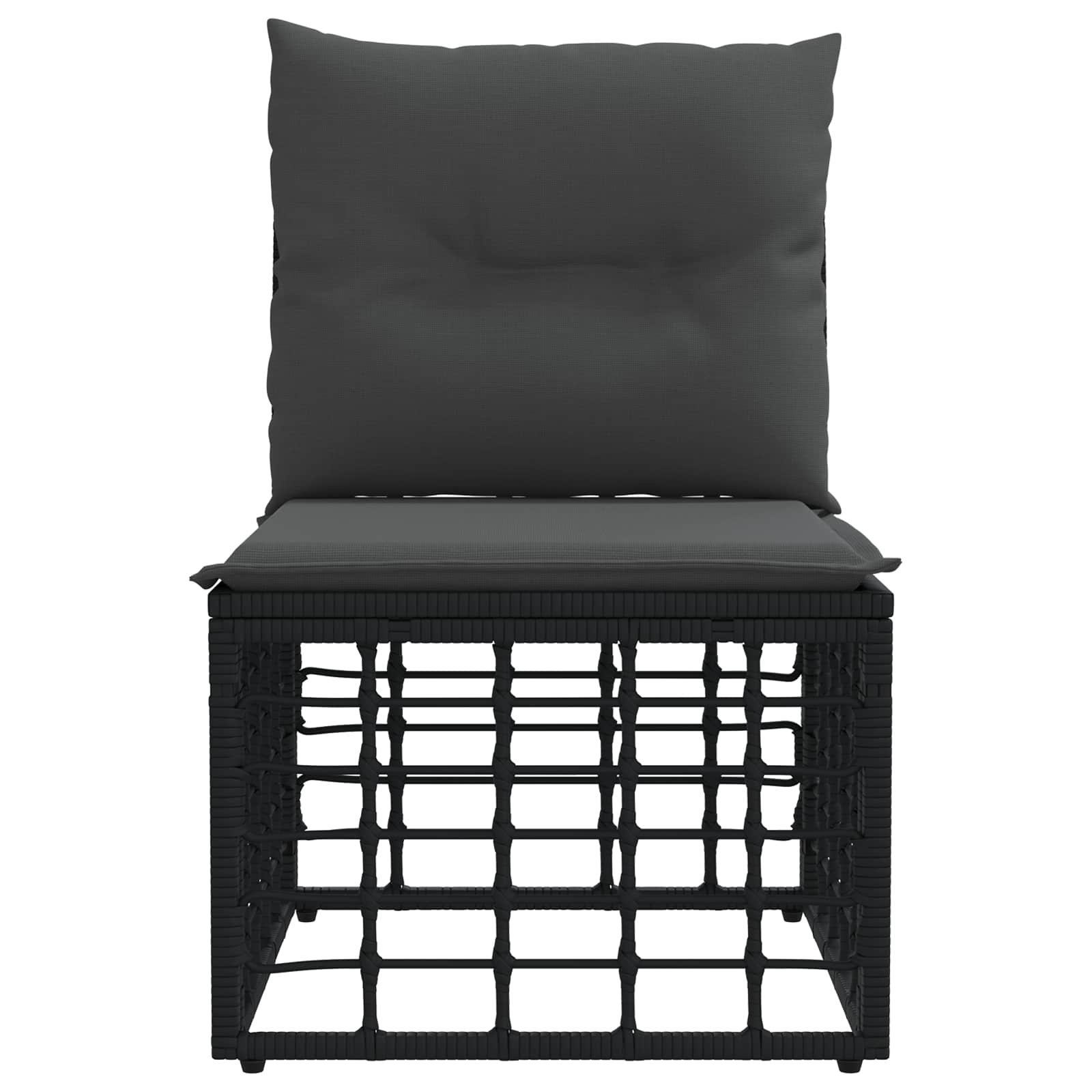 Modulaire Outdoor Armloze Sofa Eenheid Zwart poly rattan