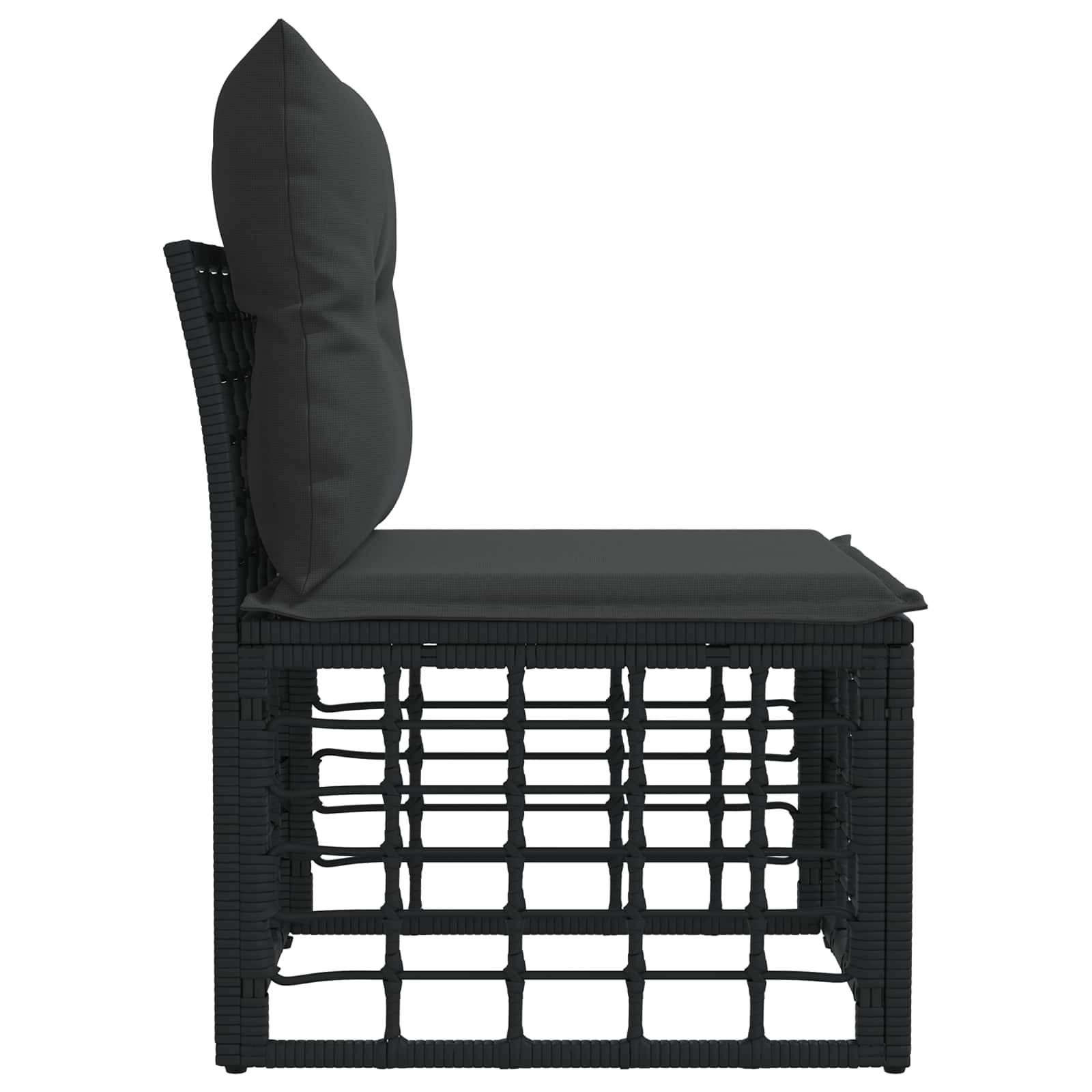 Modulaire Outdoor Armloze Sofa Eenheid Zwart poly rattan