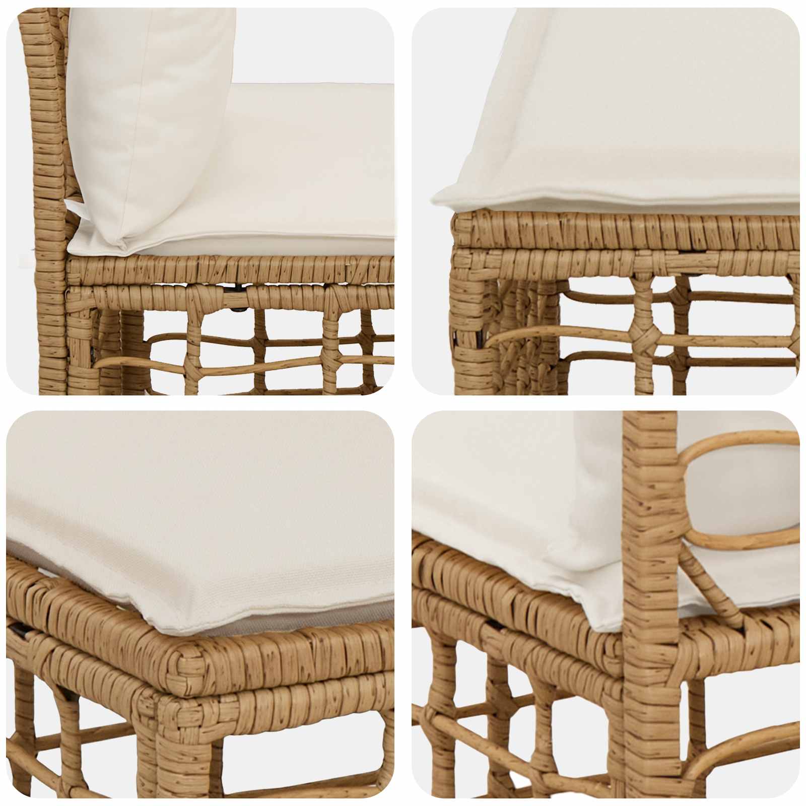 Modulaire Outdoor Armloze Sofa Eenheid Naturel poly rattan