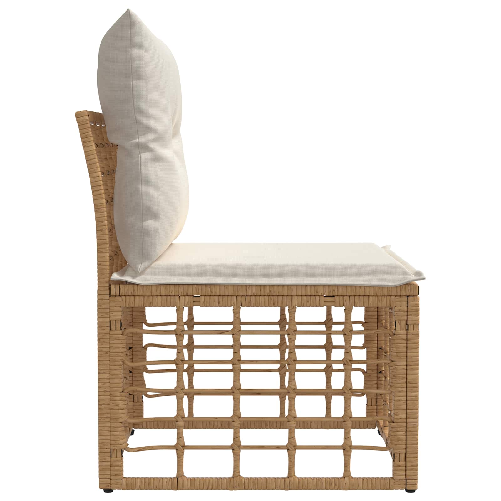 Modulaire Outdoor Armloze Sofa Eenheid Naturel poly rattan