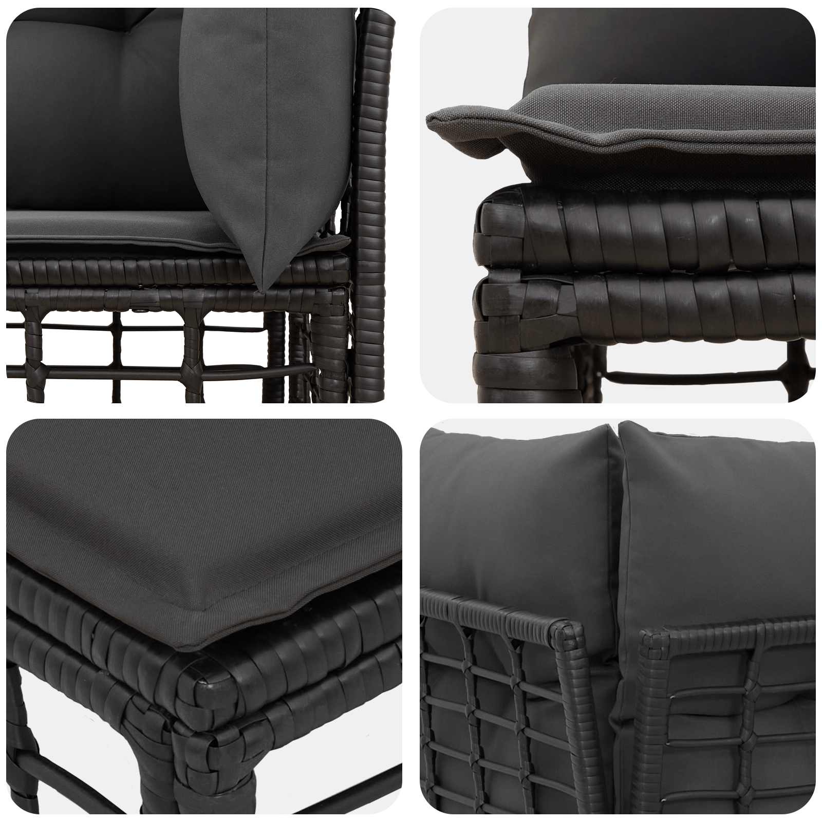 4-Zits Tuin Sofa met Linker Arm 4 st 4-Aantal zitplaatsen Zwart