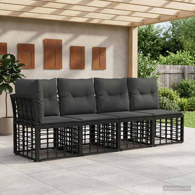4-Zits Tuin Sofa met Linker Arm 4 st 4-Aantal zitplaatsen Zwart