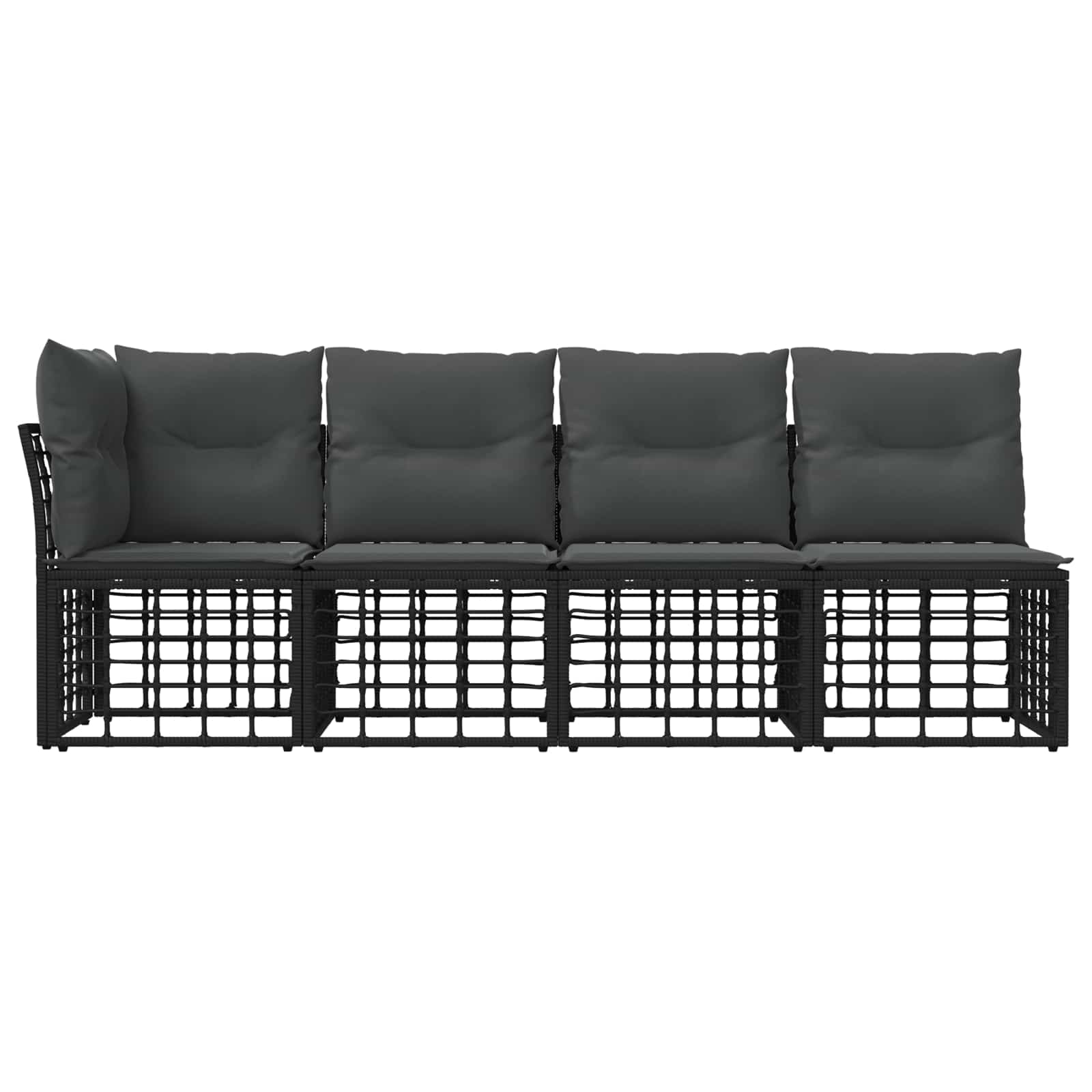 4-Zits Tuin Sofa met Linker Arm 4 st 4-Aantal zitplaatsen Zwart