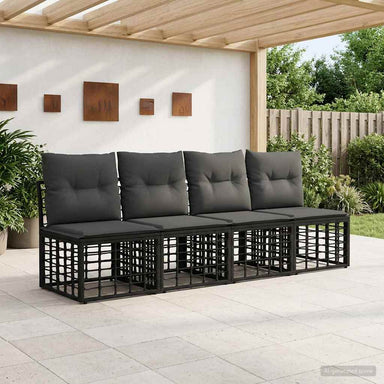 4-Zits Tuin Sofa Armloos 4 st 4-Aantal zitplaatsen Zwart