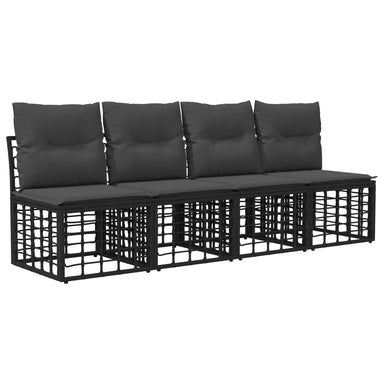 4-Zits Tuin Sofa Armloos 4 st 4-Aantal zitplaatsen Zwart