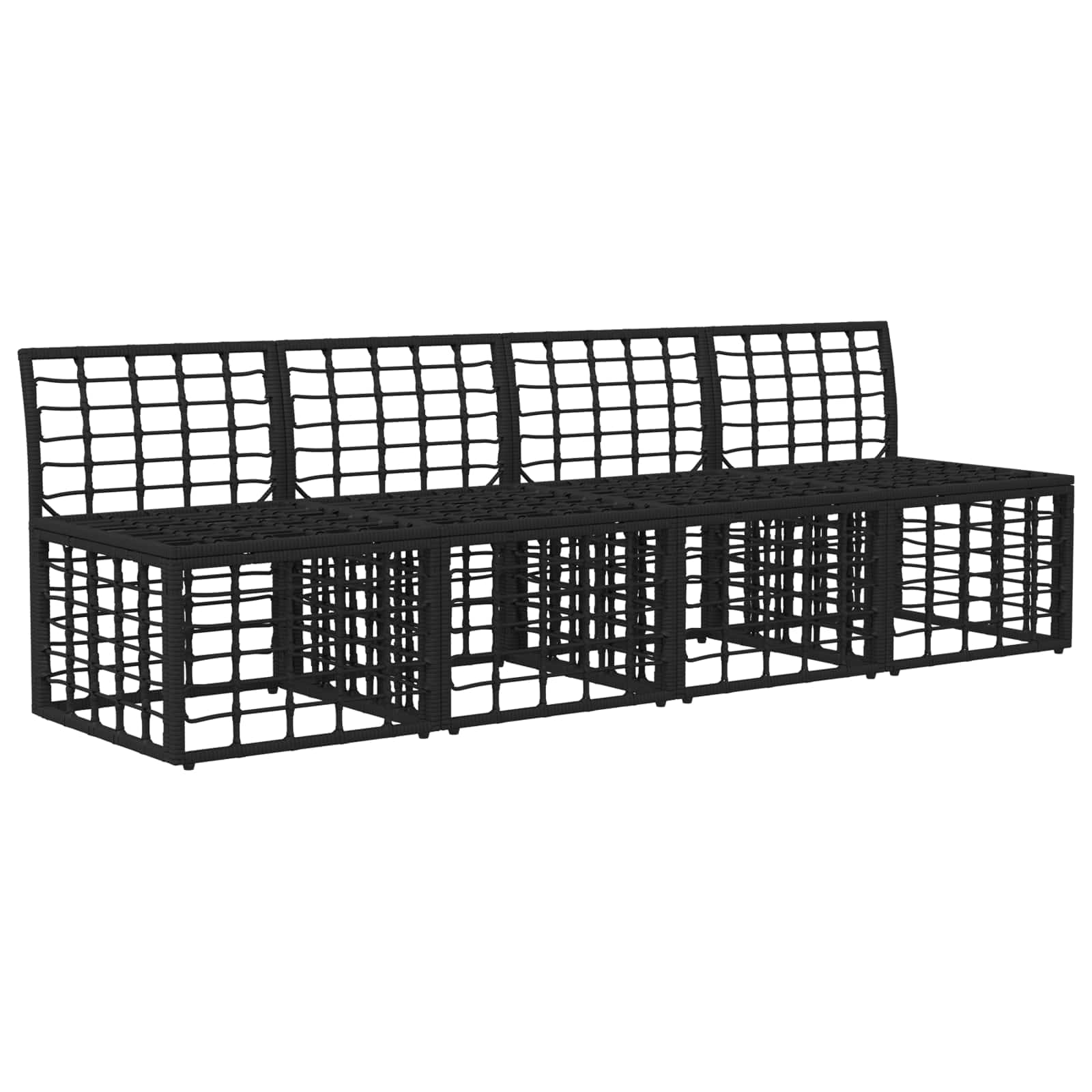 4-Zits Tuin Sofa Armloos 4 st 4-Aantal zitplaatsen Zwart