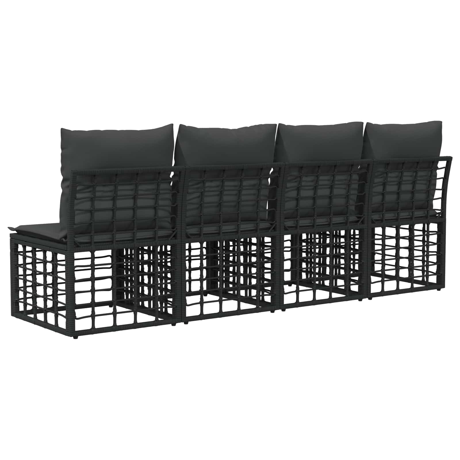 4-Zits Tuin Sofa Armloos 4 st 4-Aantal zitplaatsen Zwart