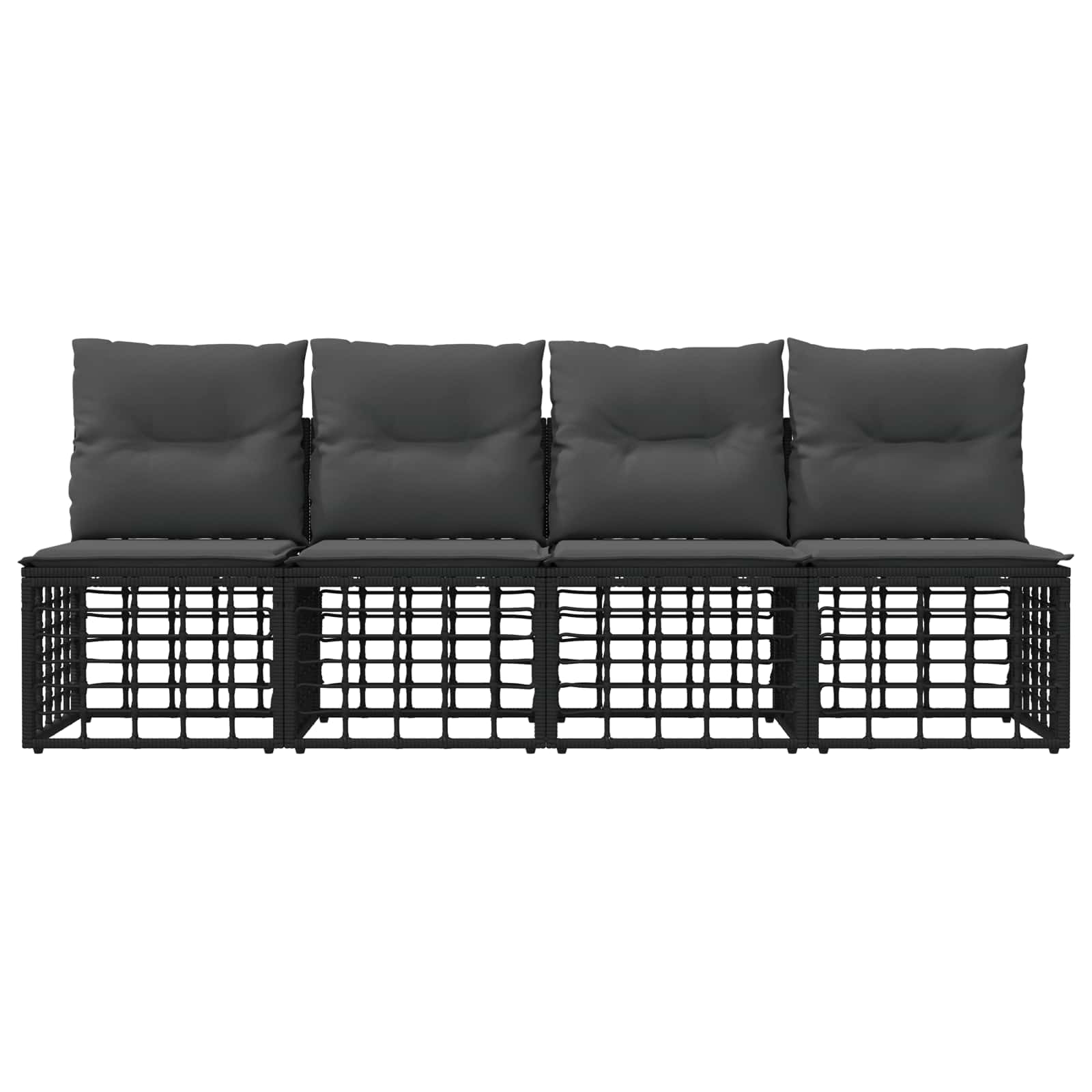 4-Zits Tuin Sofa Armloos 4 st 4-Aantal zitplaatsen Zwart