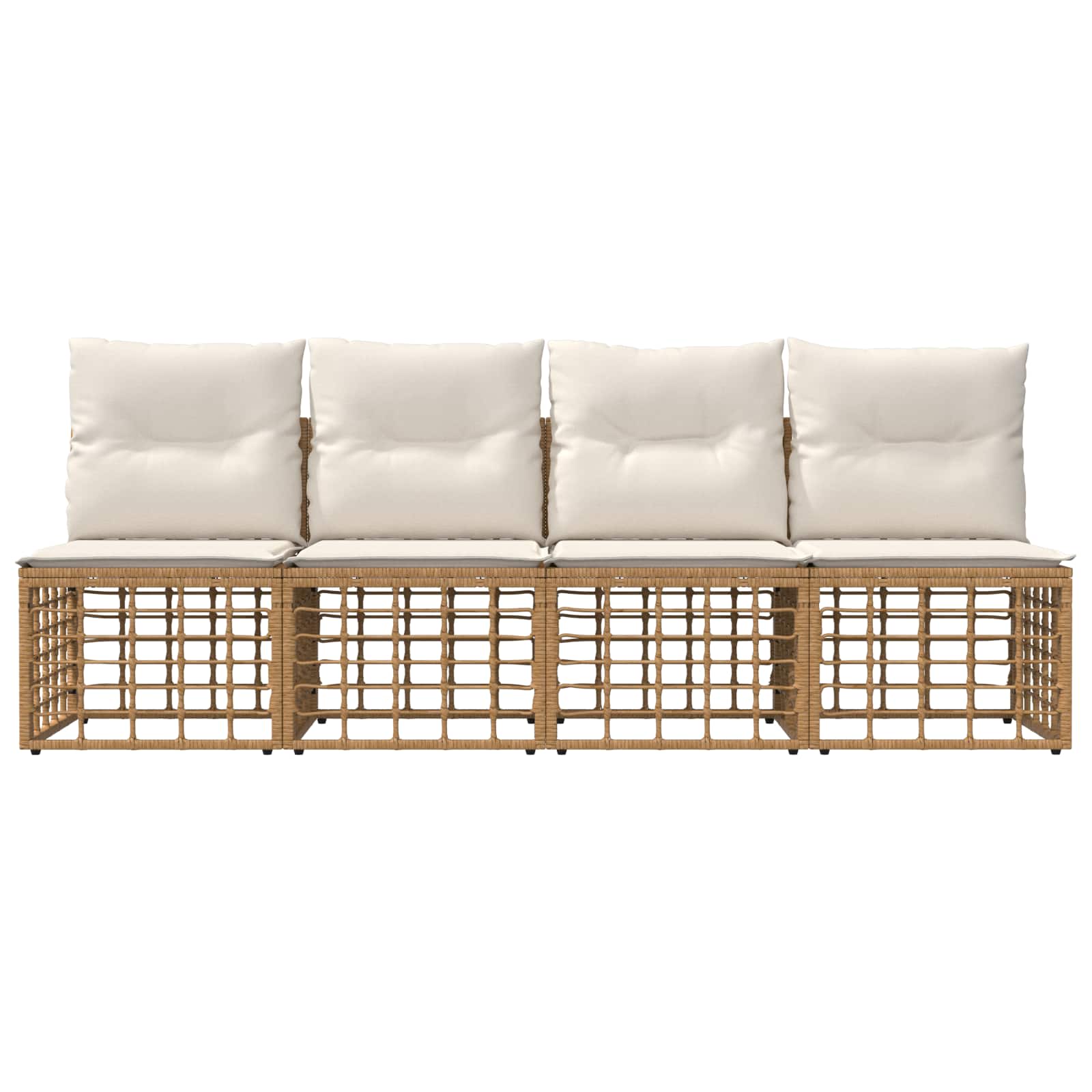 4-Zits Tuin Sofa Armloos 4 st 4-Aantal zitplaatsen Naturel