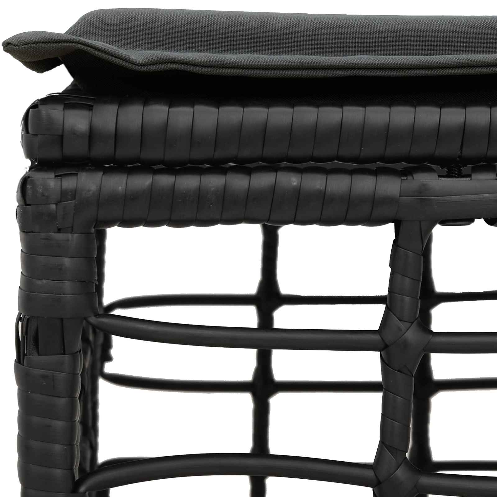 Tuinvoetenbank Zwart poly rattan