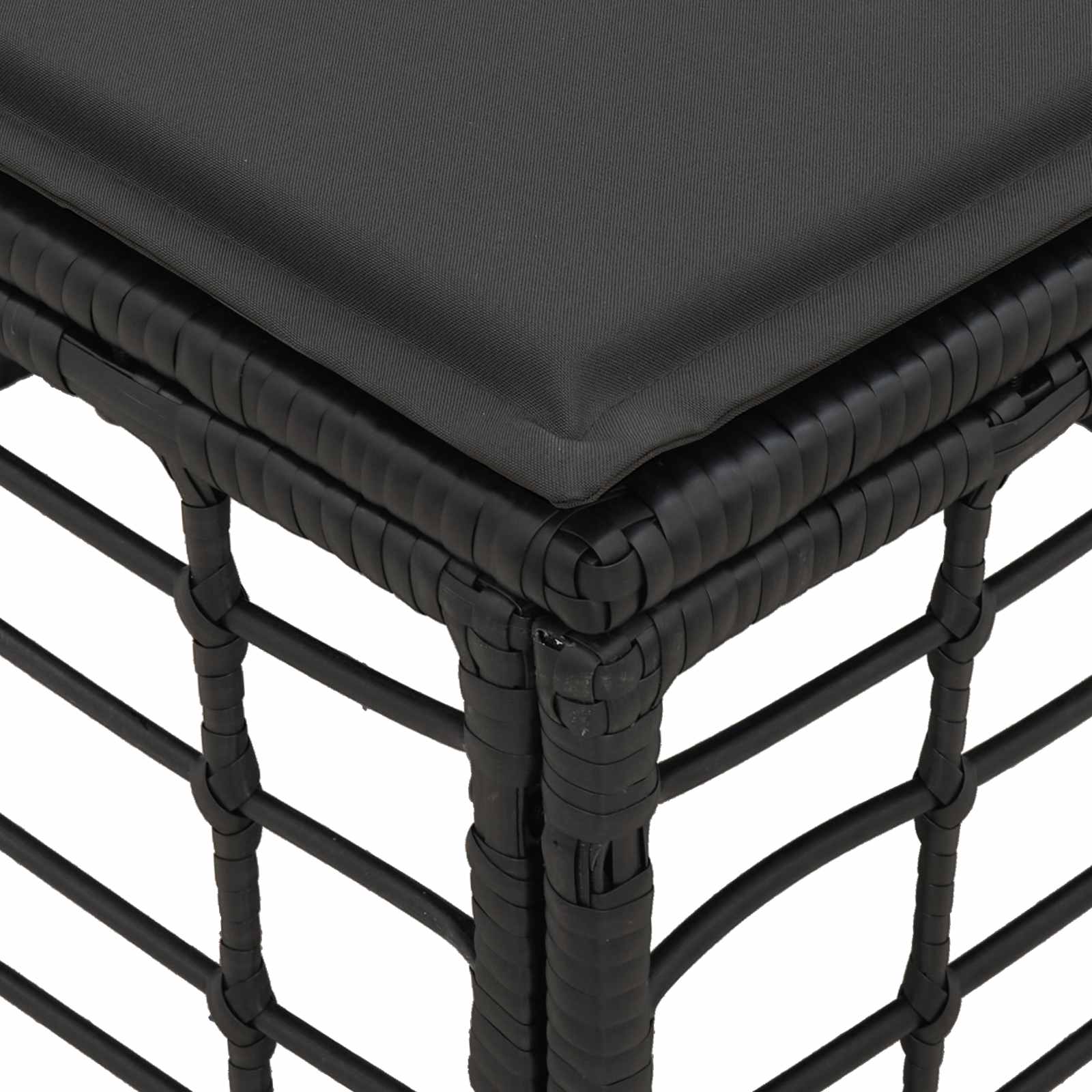 Tuinvoetenbank Zwart poly rattan