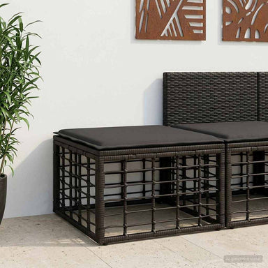 Tuinvoetenbank Zwart poly rattan