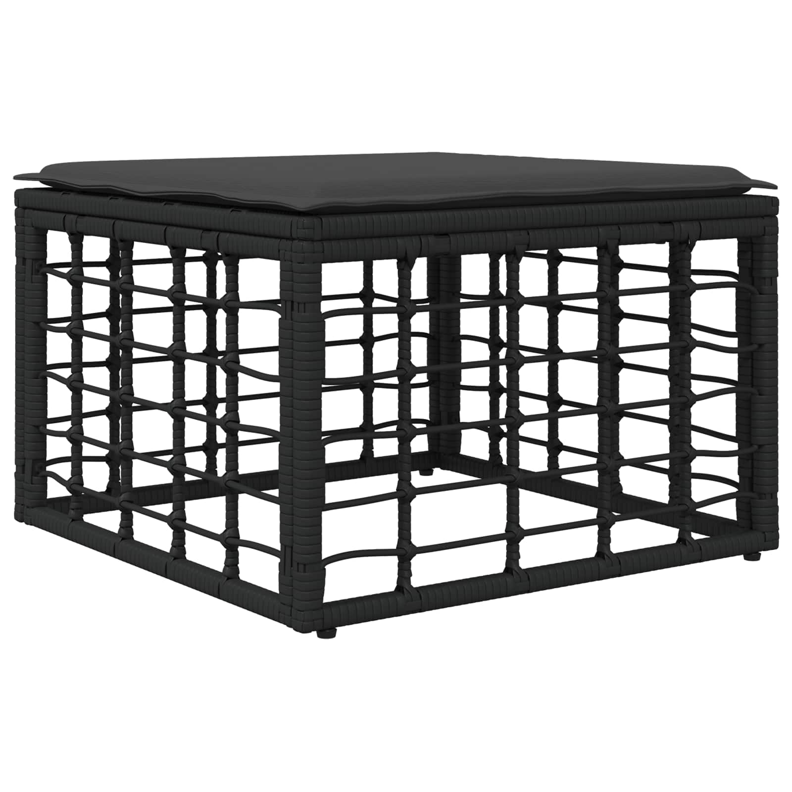 Tuinvoetenbank Zwart poly rattan