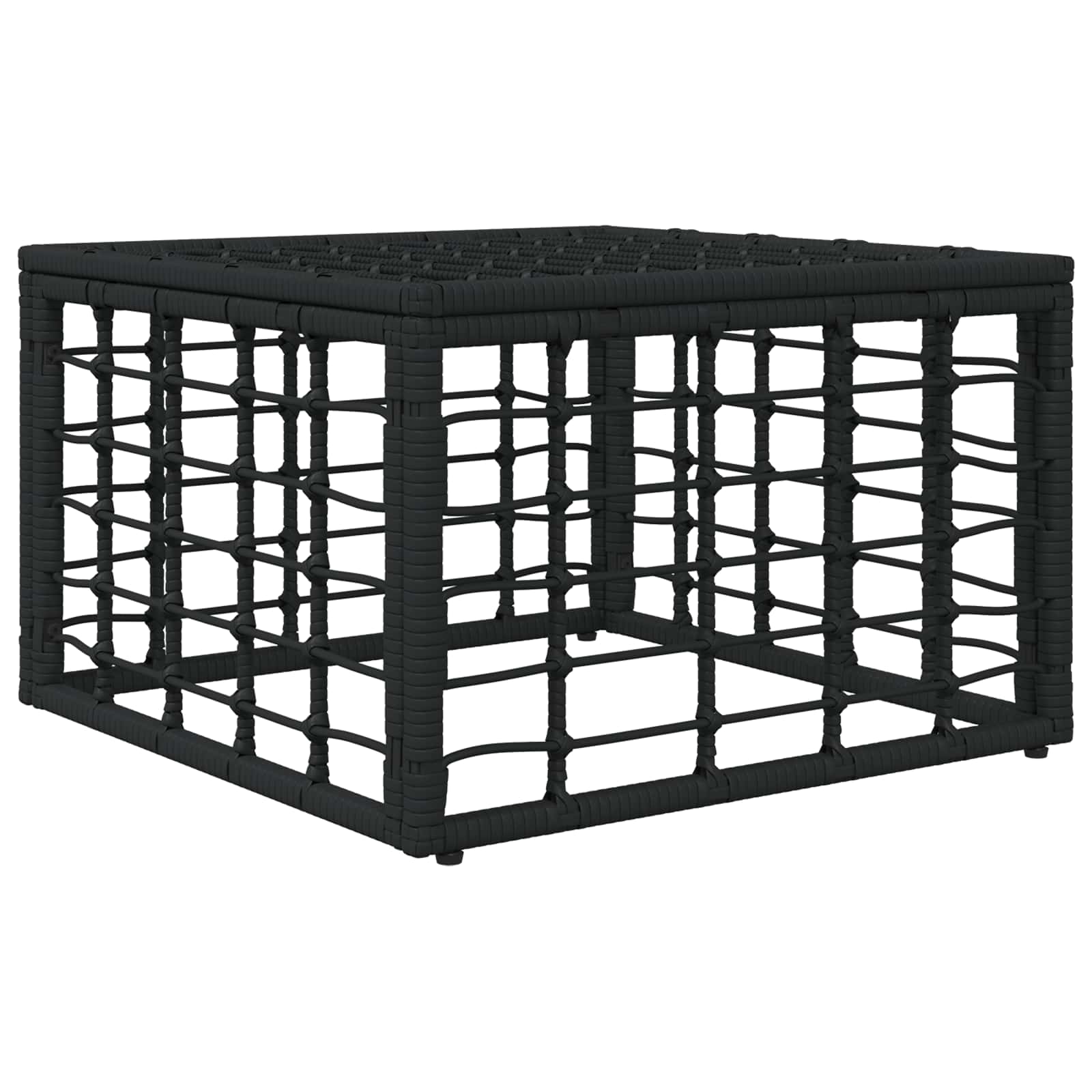 Tuinvoetenbank Zwart poly rattan