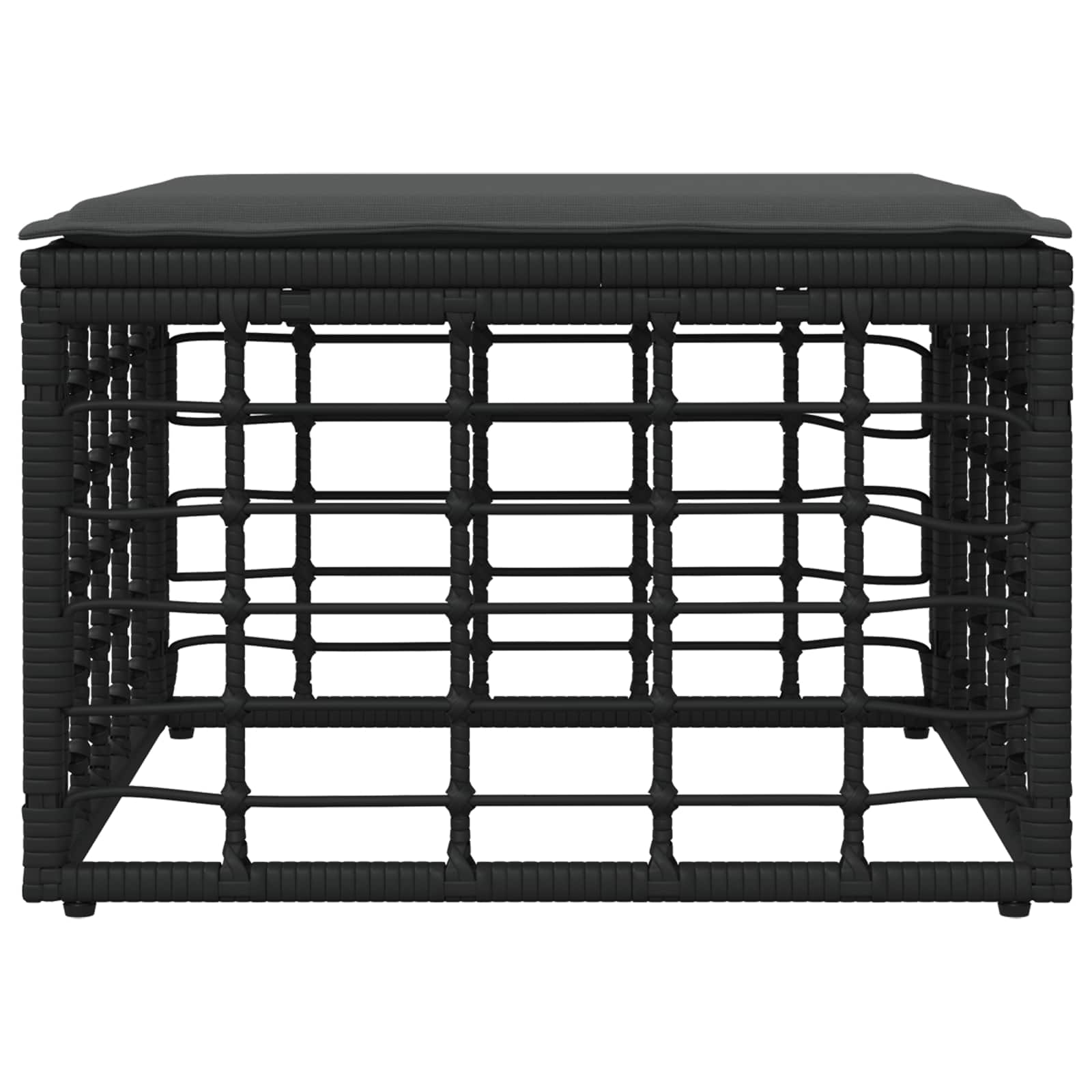 Tuinvoetenbank Zwart poly rattan