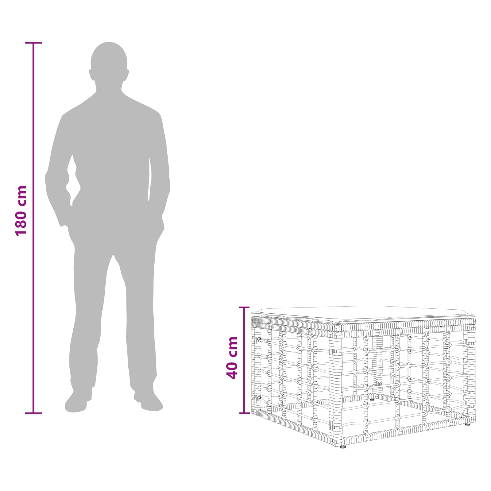 Tuinvoetenbank Naturel poly rattan
