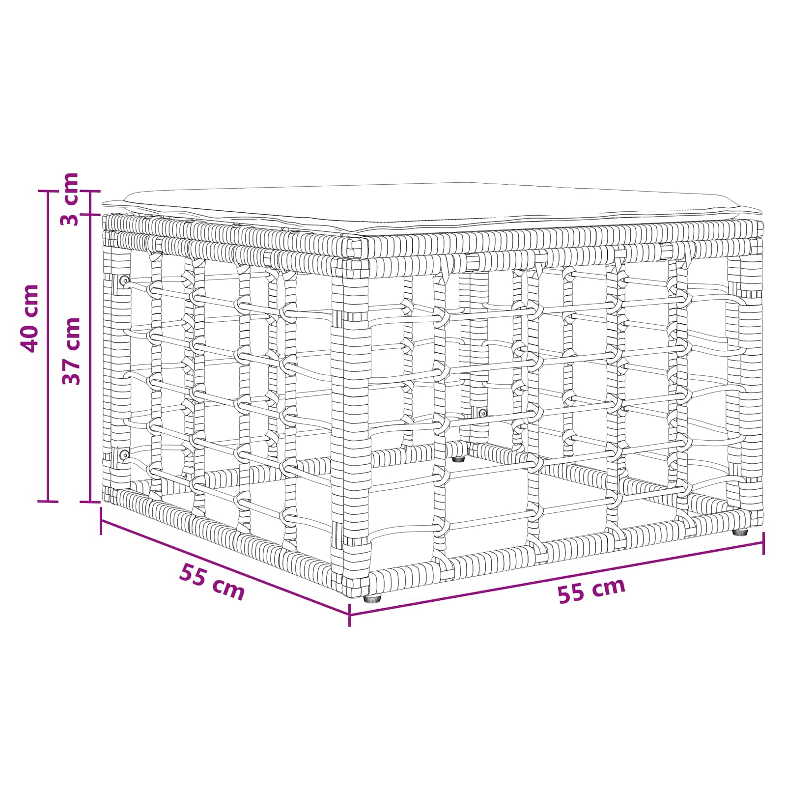 Tuinvoetenbank Naturel poly rattan