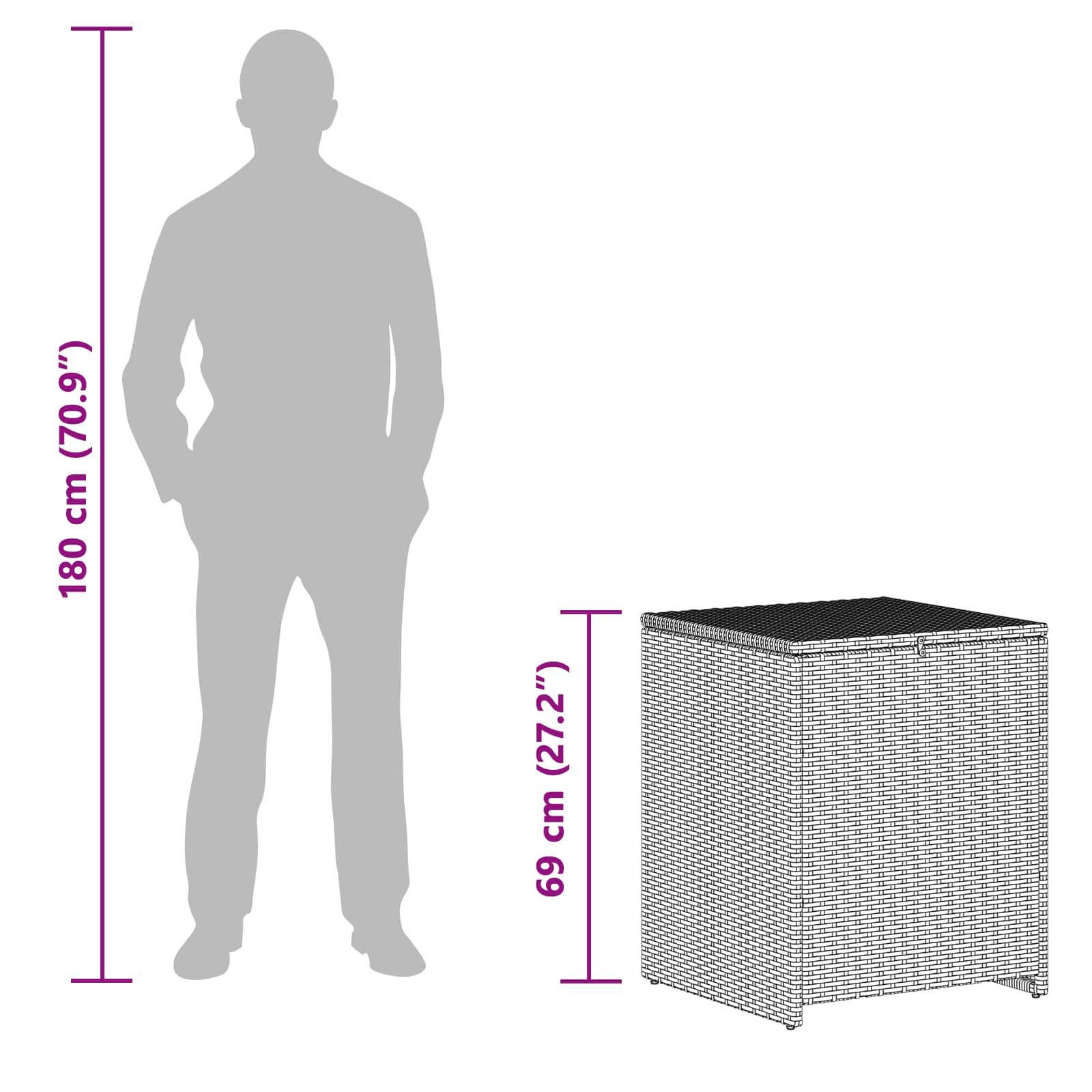 Kussenbox 55 x 55 x 69 cm staal