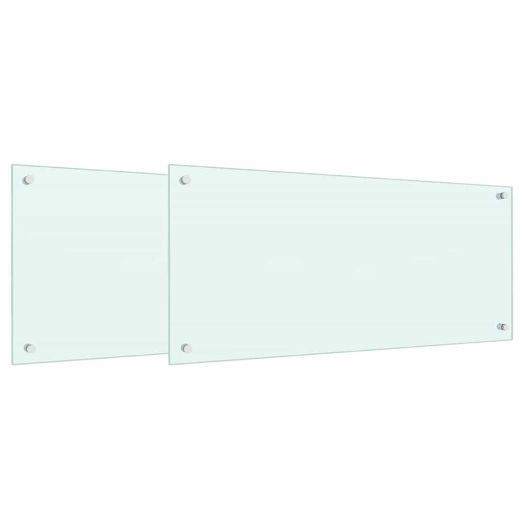 Keukenachterwand 2 st Wit 90 x 40 cm gehard glas