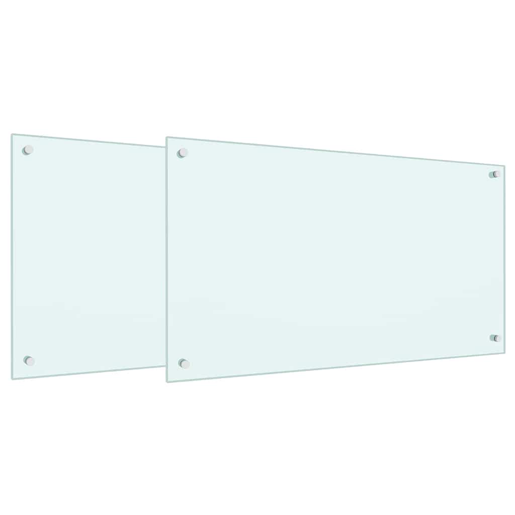 Keukenachterwand 2 st Wit 90 x 50 cm gehard glas
