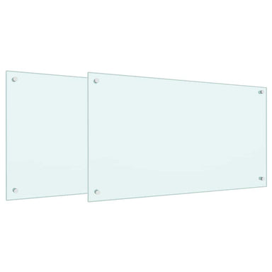 Keukenachterwand 2 st Wit 90 x 50 cm gehard glas
