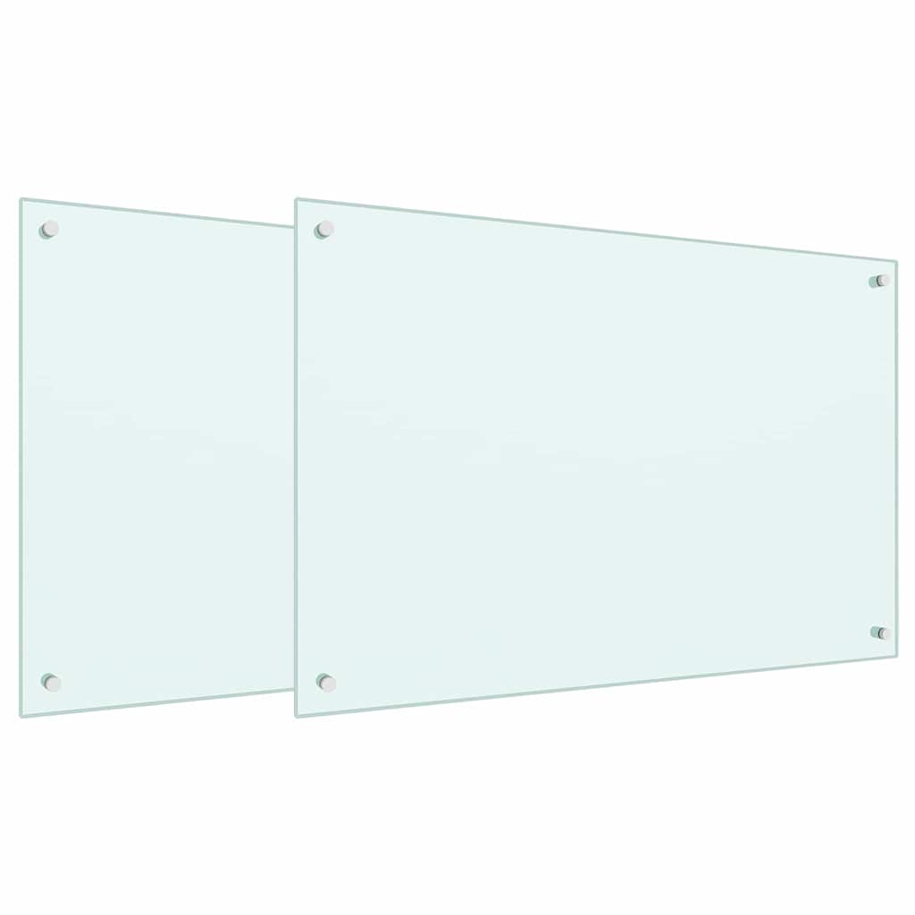 Keukenachterwand 2 st Wit 90 x 60 cm gehard glas