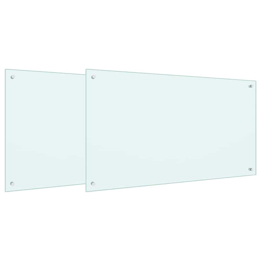 Keukenachterwand 2 st Wit 100 x 60 cm gehard glas