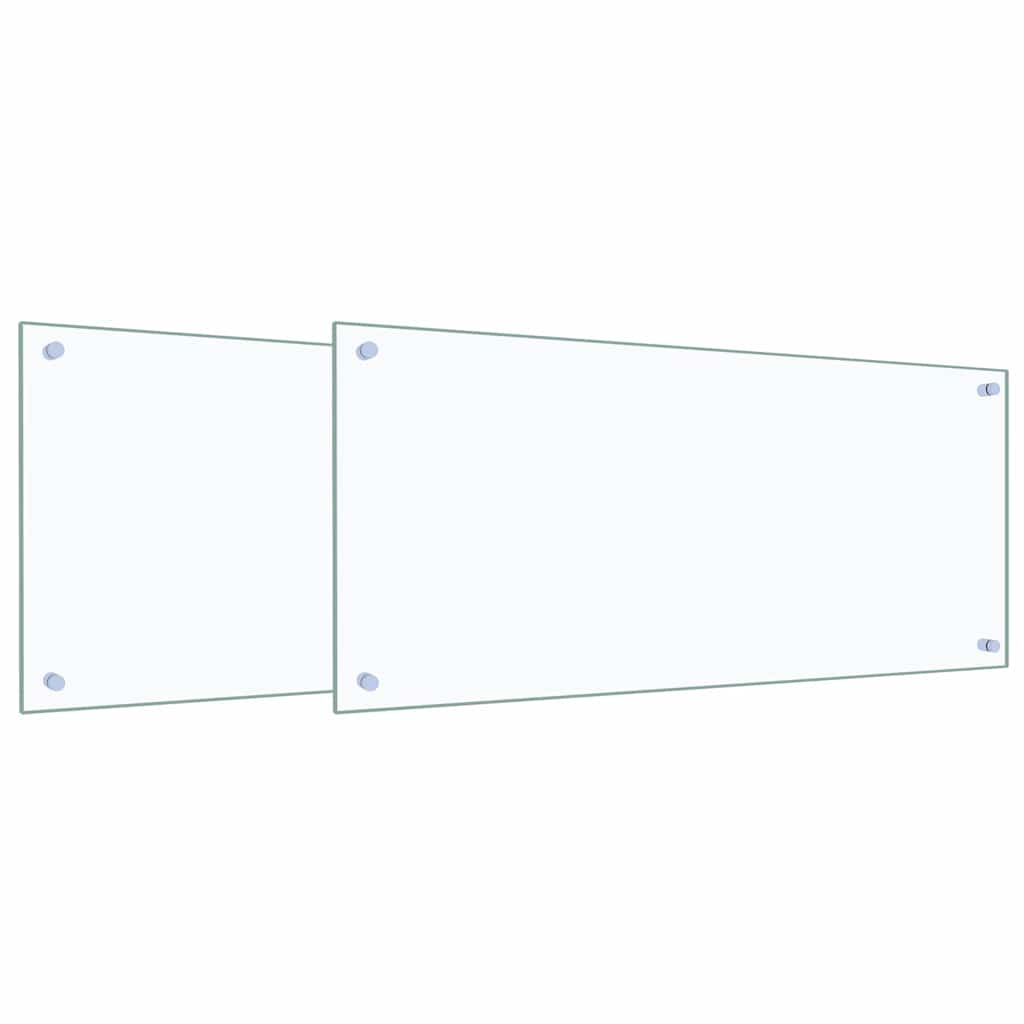 Keukenachterwand 2 st Doorzichtig 90 x 40 cm gehard glas