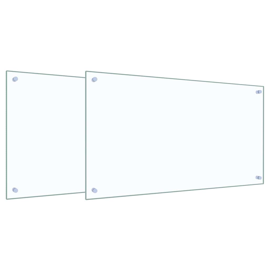 Keukenachterwand 2 st Doorzichtig 90 x 50 cm gehard glas