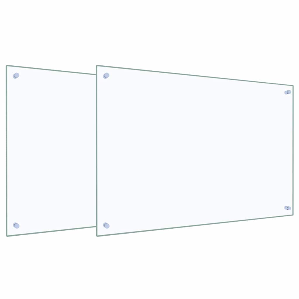 Keukenachterwand 2 st Doorzichtig 90 x 60 cm gehard glas