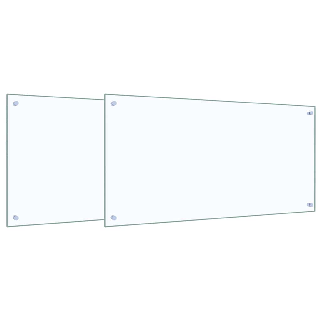 Keukenachterwand 2 st Doorzichtig 100 x 50 cm gehard glas