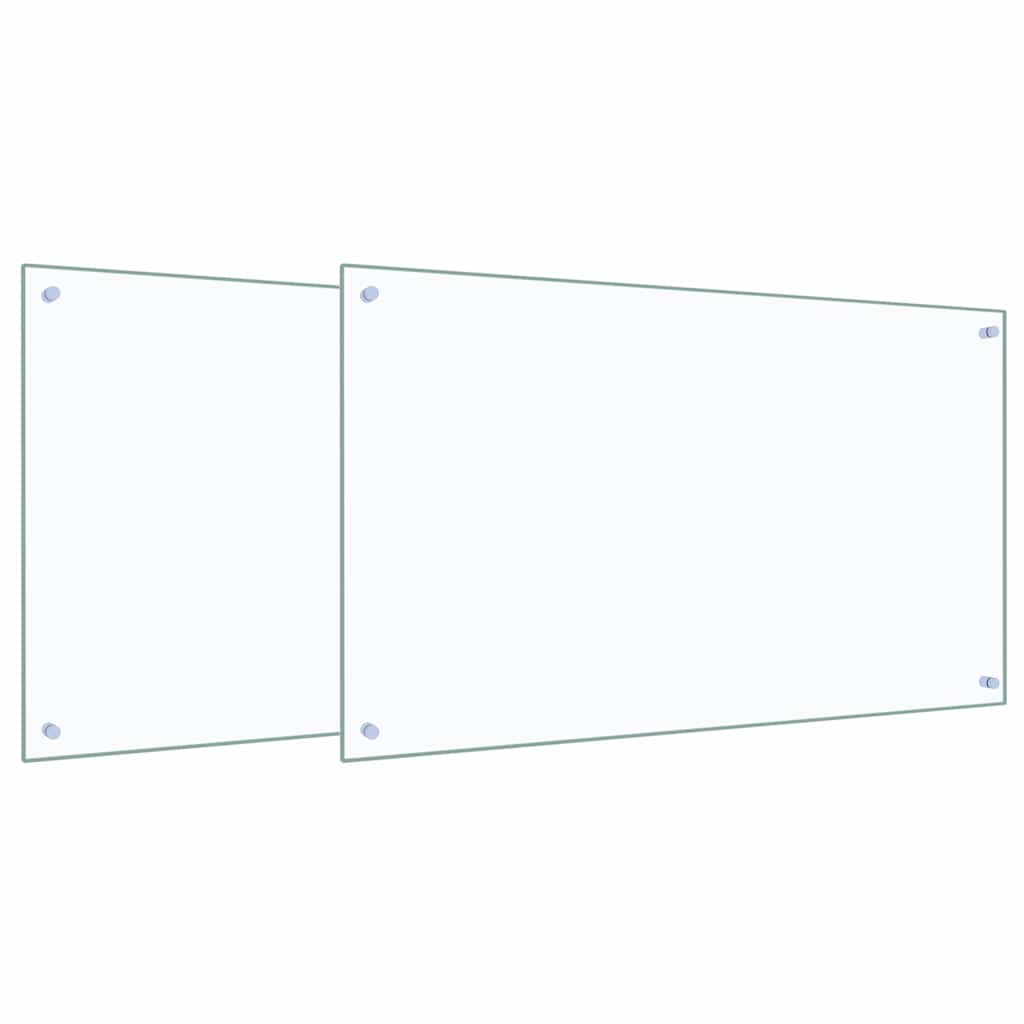 Keukenachterwand 2 st Doorzichtig 100 x 60 cm gehard glas