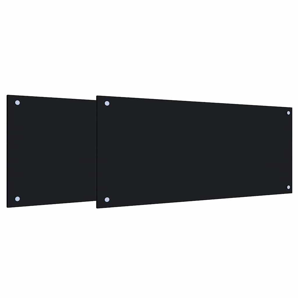 Keukenachterwand 2 st Zwart 90 x 40 cm gehard glas