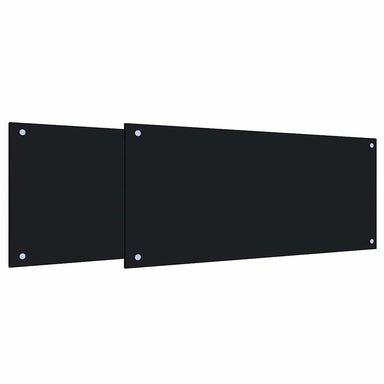 Keukenachterwand 2 st Zwart 90 x 40 cm gehard glas