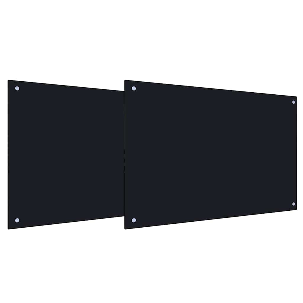 Keukenachterwand 2 st Zwart 90 x 50 cm gehard glas