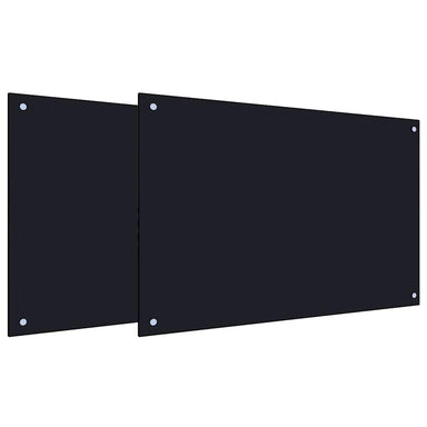 Keukenachterwand 2 st Zwart 90 x 60 cm gehard glas