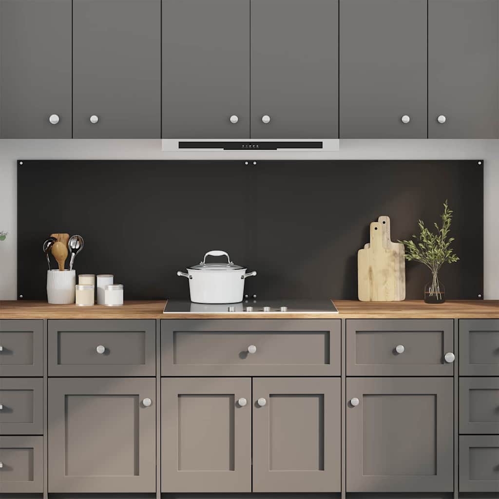Keukenachterwand 2 st Zwart 100 x 60 cm gehard glas