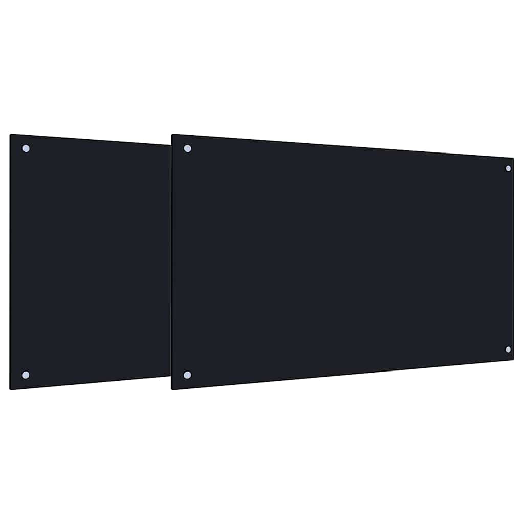 Keukenachterwand 2 st Zwart 100 x 60 cm gehard glas
