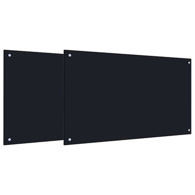 Keukenachterwand 2 st Zwart 100 x 60 cm gehard glas
