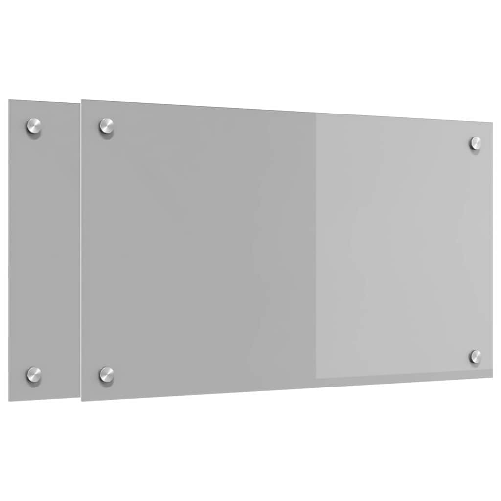 Keukenachterwand 2 st Lichtgrijs 70 x 40 cm gehard glas