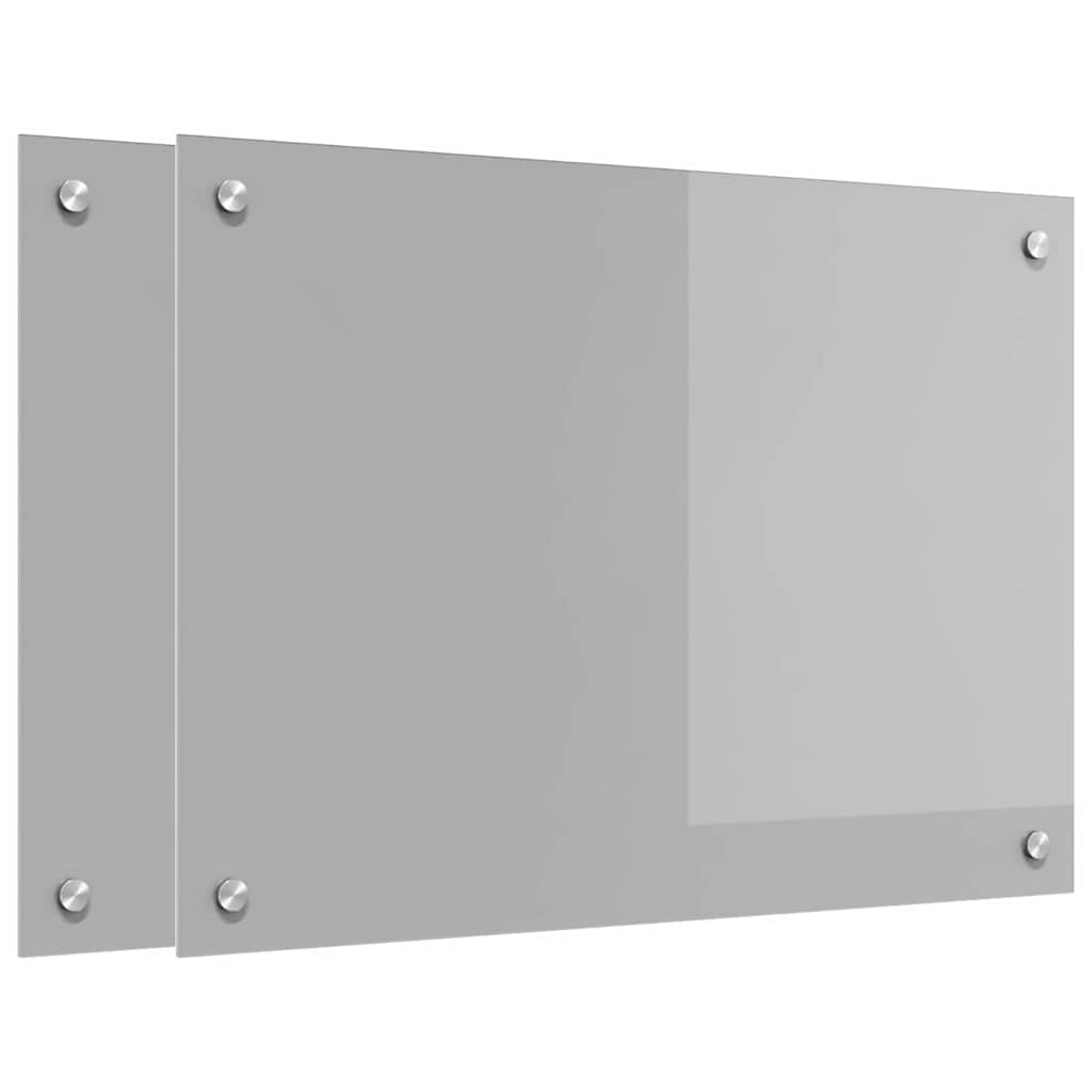 Keukenachterwand 2 st Lichtgrijs 70 x 50 cm gehard glas