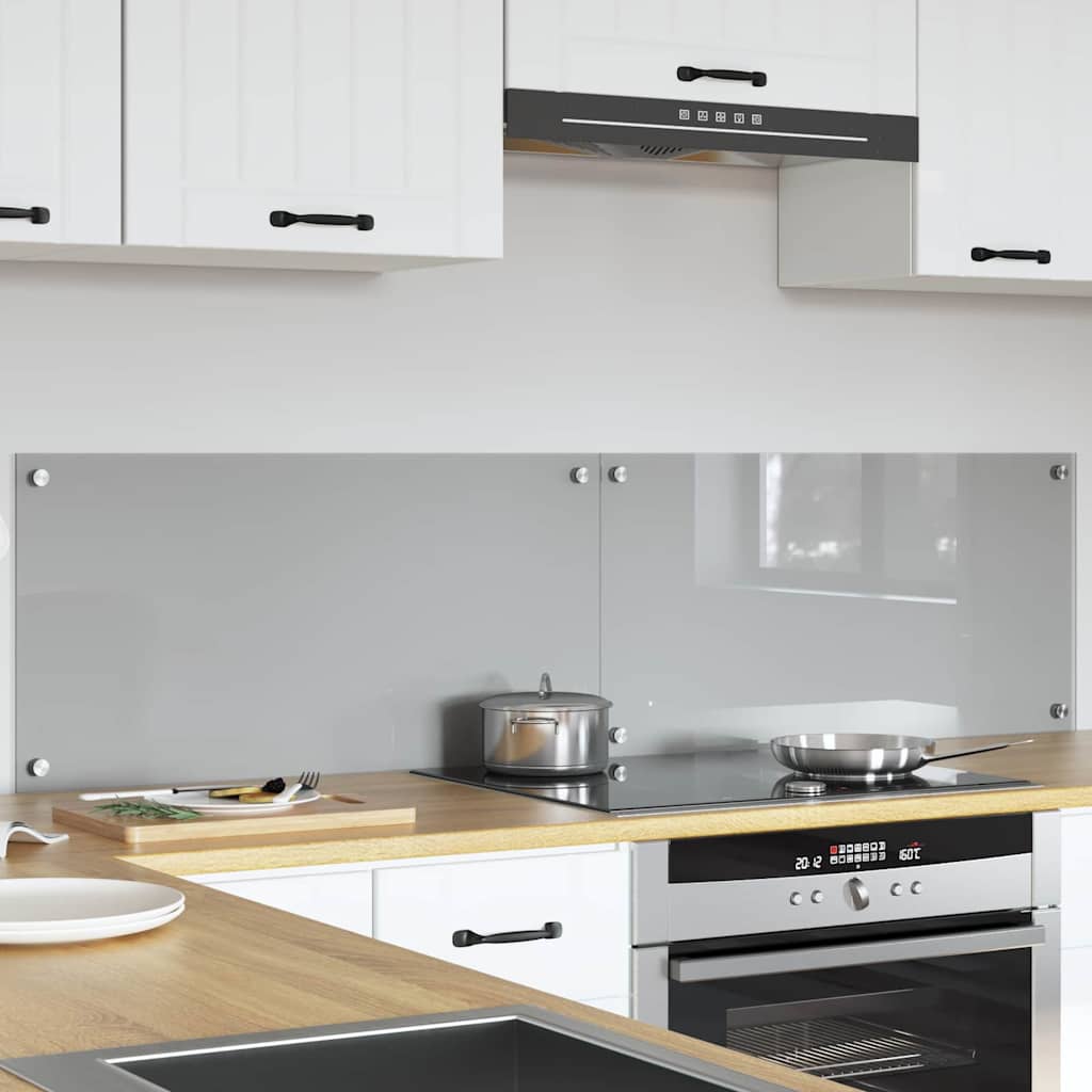 Keukenachterwand 2 st Lichtgrijs 80 x 40 cm gehard glas